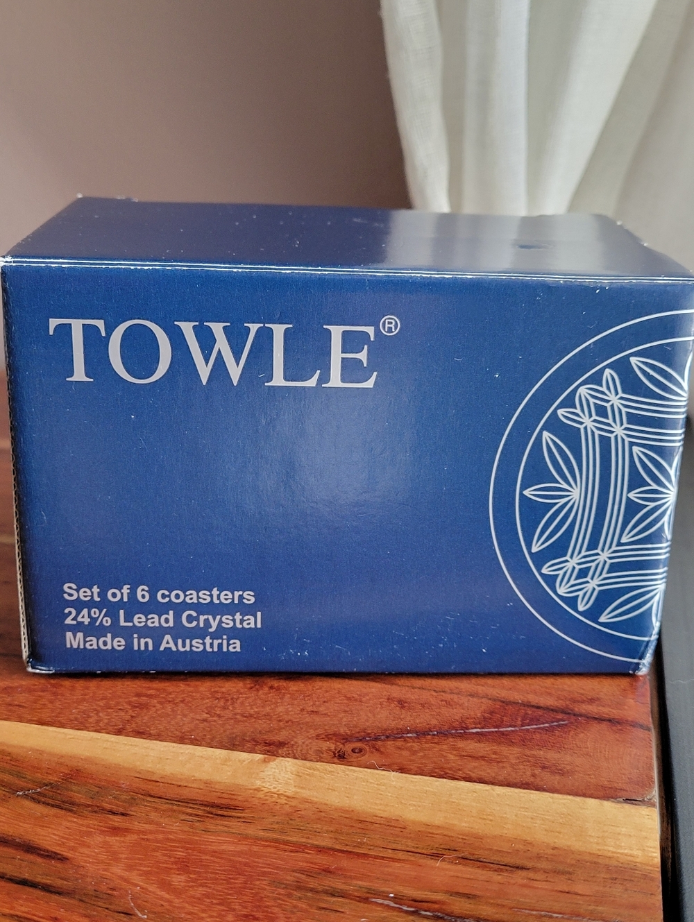 NOB Collectible Set of 6 Coasters Made 24% Lead Crystal by Towle in Austria